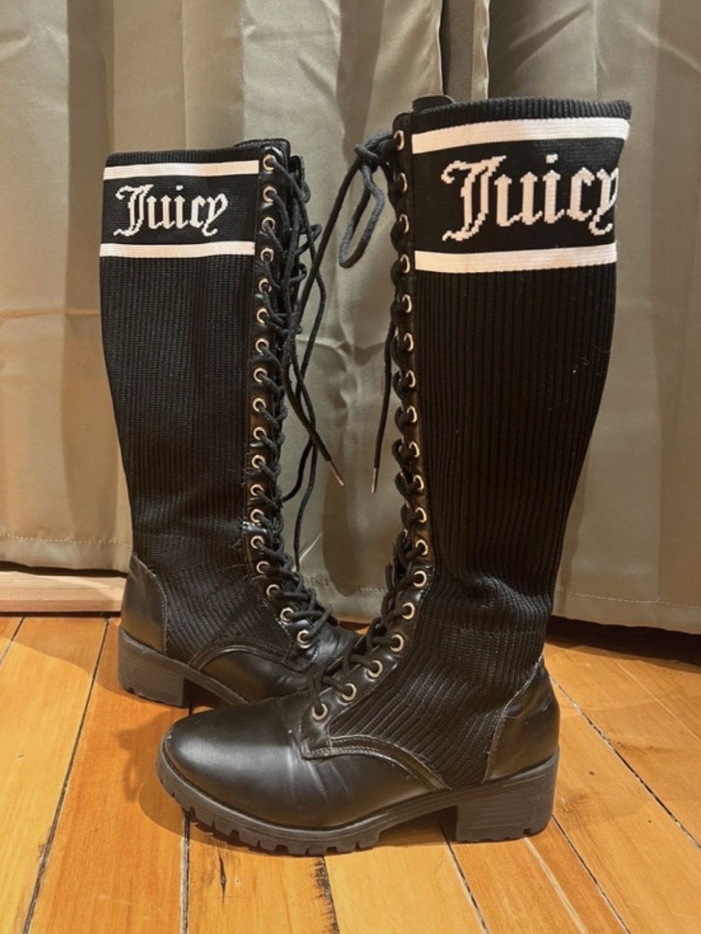 Juicy Couture Okala Black Combat Boots US 7